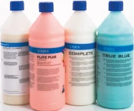 Bottles of VARN products for printing plate cleaning and care